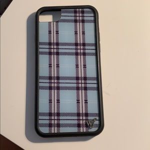 Wildflower blue plaid iPhone 8 case